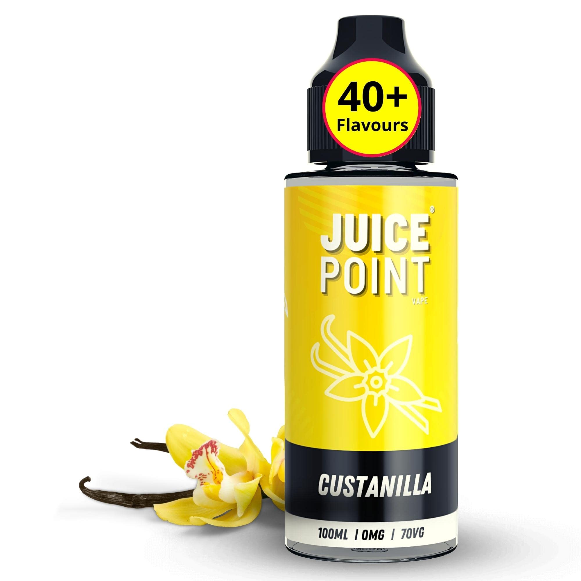 Custanilla 100ml Vape Liquid - 70VG/30PG Vape Juice | 0mg with No Nicotine | Premium Flavoured eJuice | 120ml Bottle Short Filled with 100ml e-liquid | Tasty Shortfill by JuicePoint Vape