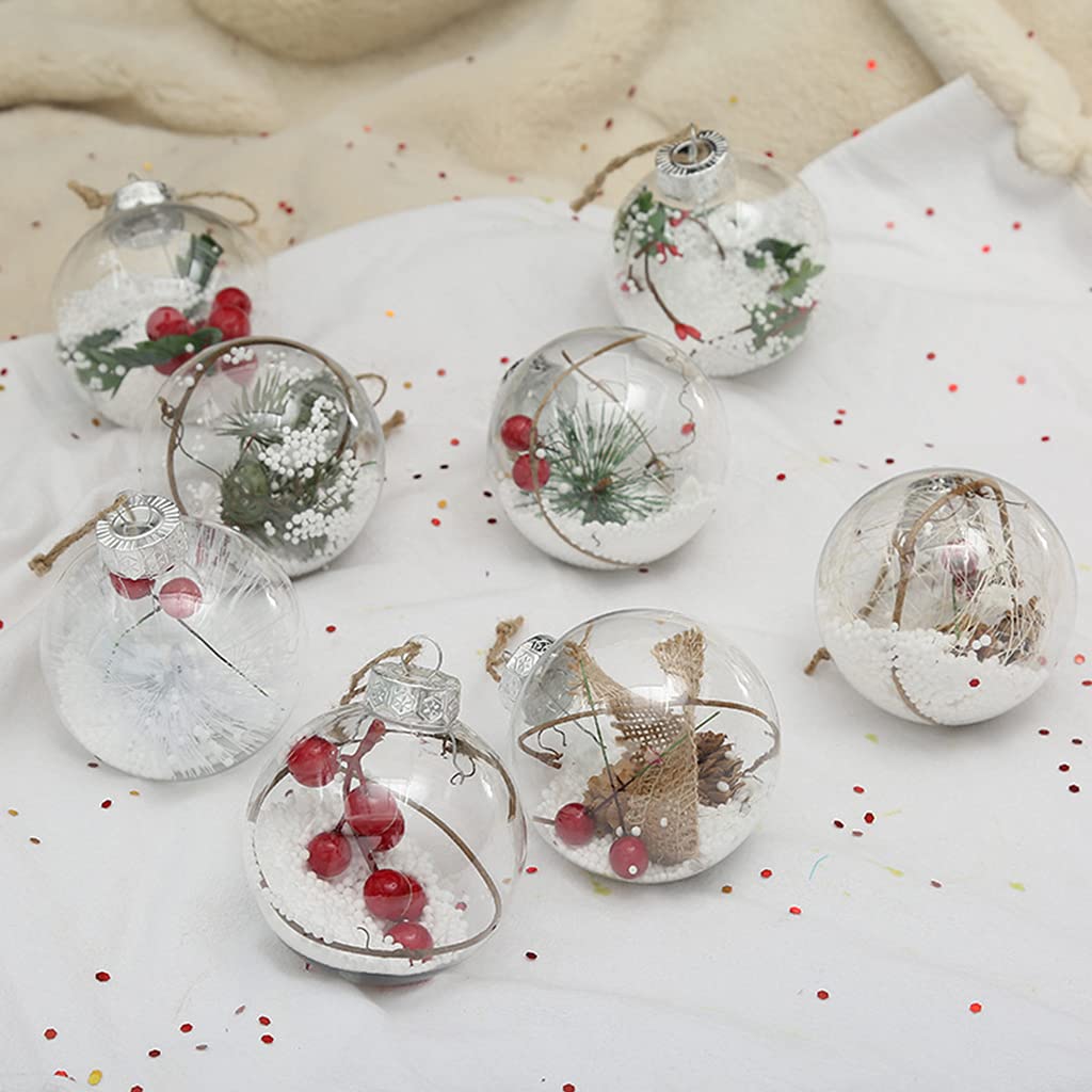 12 piezas 3 pulgadas bolas de Navidad transparentes adornos bolas de plástico inastillables transparentes colgantes decoración del árbol de Navidad