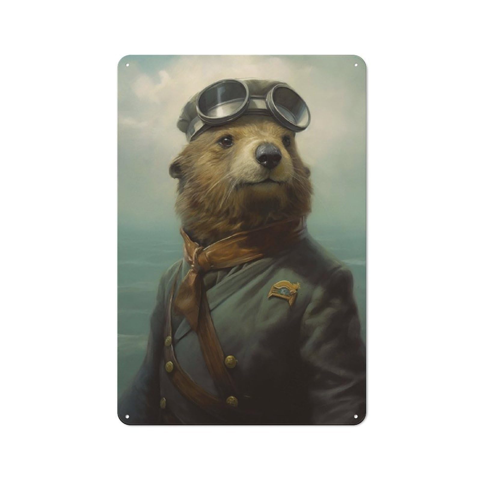 Junmoney Sea Otter As A Pilot 30X20cm Retro Metal Sign With For Café Or Restaurant, For Collectors Decorating Cafés And Restaurants