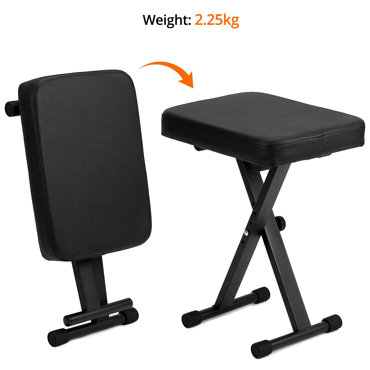 QWORK® Sgabello regolabile per pianoforte/tastiera/chitarra, Sgabello pieghevole con imbottitura 6 cm, Regolabile in altezza 40-50 cm
