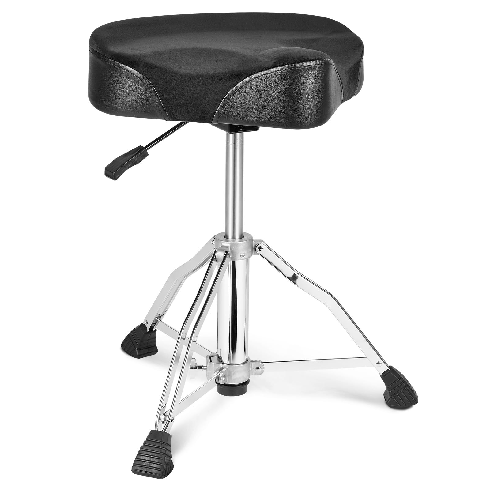 EVOR Sella Idraulica per Batteria, Sgabello per Batteria, 490-640 mm Altezza Regolabile, Sgabello Imbottito Batteria Piedini Antiscivolo Bacchette 227 kg Portata Massima, Girevole 360° per Batteristi