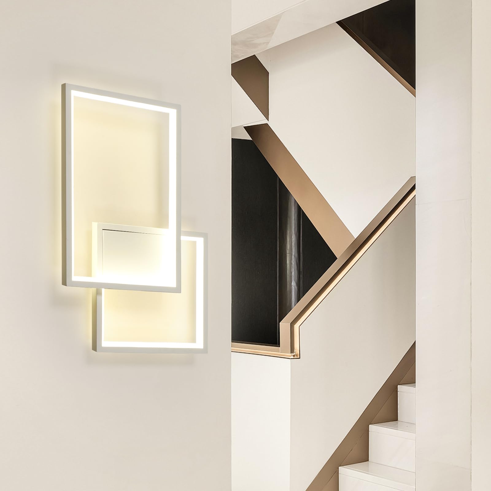 34W LED Applique da Parete Interno 41CM Lampada da Parete 4500K | 34W 3825LM Moderno Bianco Lampada a Muro in Alluminio per Camera da Letto Soggiorno Scale Corridoio, Luce Neutra 4500K