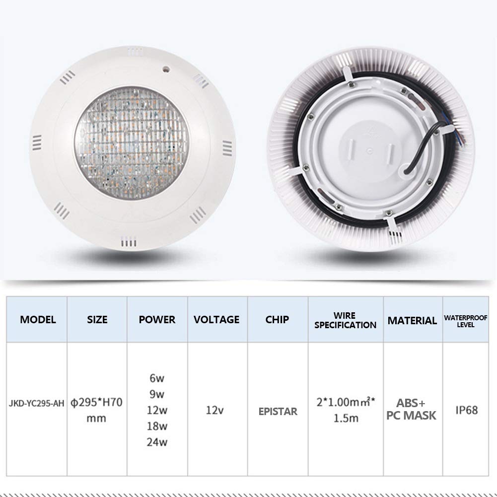 Lampada da parete da parete Piscina a LED, telecomando IP68 luci subacquee con telecomando AC12V decorazione di luci subacquee per illuminazione subacquea, illuminazione del paesaggio ( Size : 24W )