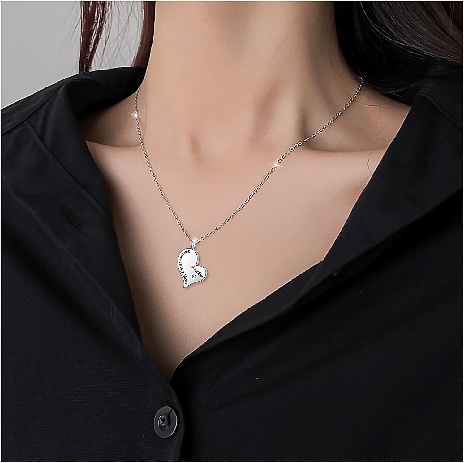 Ladytree Cremation Urn Necklace for Ashes 925 Sterling Silver Forever in My Heart Keepsake Memorial Pendant Waterproof Urn Jewelry for Women Men - Image 3