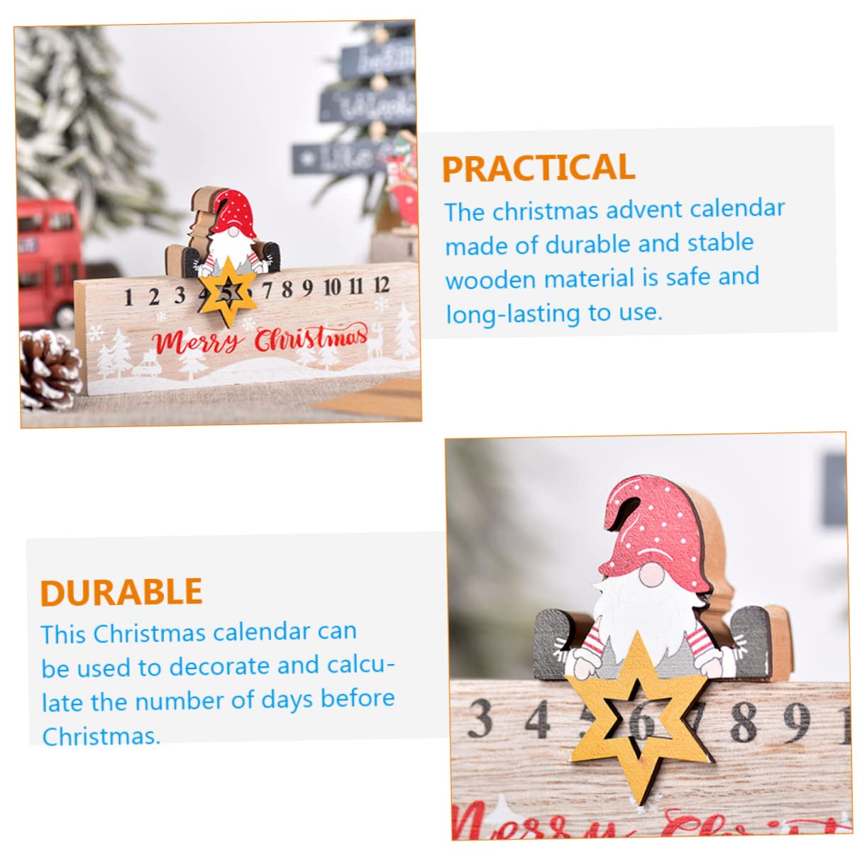 TOPBATHY 5 Pz Addobbi Natalizi Calendari Dell'avvento Di 12 Giorni Decorazione Festiva Per Le Vacanze Decorazioni Natalizie Per Il Conto Alla Rovescia Centrotavola Natalizi Di Legno