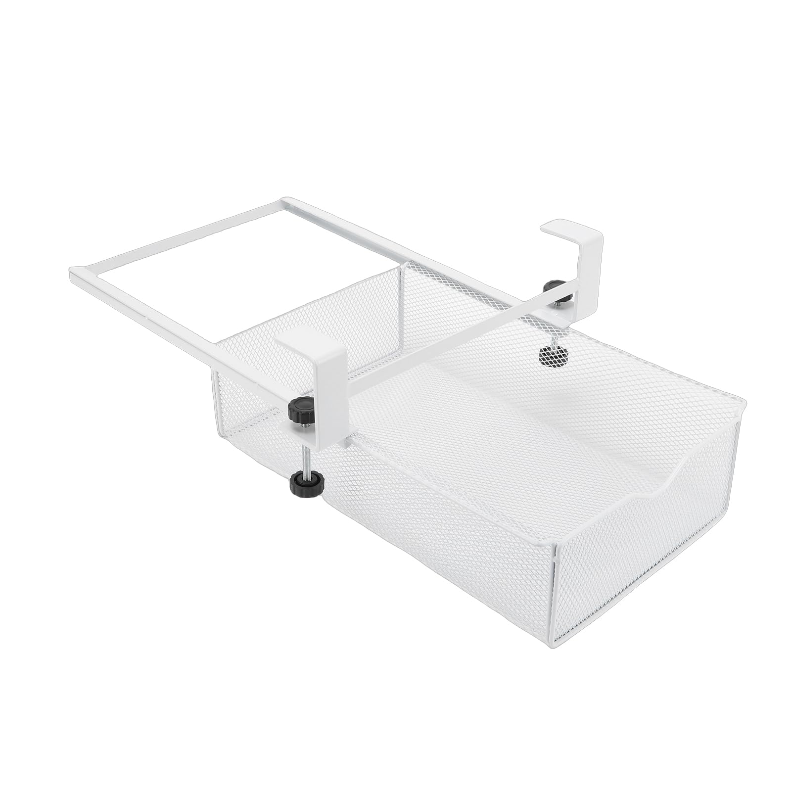 Focket Cassetto Sotto la Scrivania, Installazione Semplice Senza Trapano Sotto i Cassetti della Scrivania, Organizer Estraibile con Morsetto Fisso per Casa, Ufficio e Scuola (Bianco piccolo senza