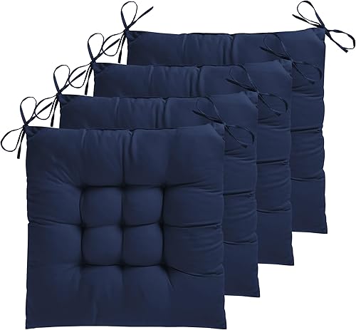 Miniatura 1 de ELFJOY Paquete de 4 cojines para sillas de comedor de 17 x 17 pulgadas, cojines de asiento para sillas de cocina, almohadillas cuadradas suaves y