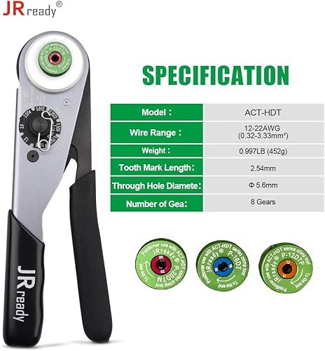 Miniatura 2 de ST2163 Deutsch Kit de engarzado, ACT-HDT Herramienta de crimpado de contactos sólidos con 3 posicionadores y calibre G454 para terminales de clavija