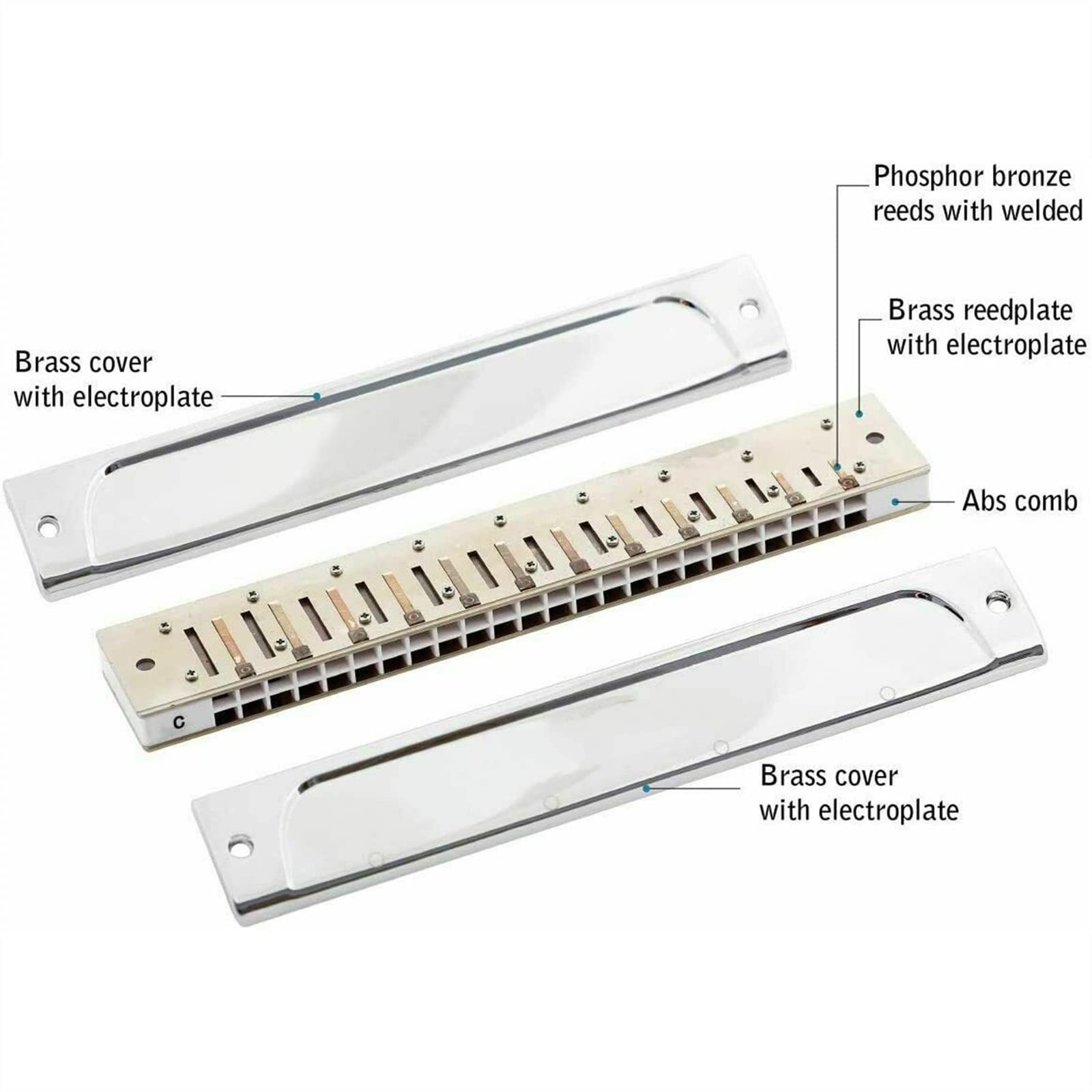 Armonica A 24 Fori Chiave A 24 Fori di C O G Tremolo Armonica per Adulti Band Player E Studenti Armonica per Principianti (Color : C Key)