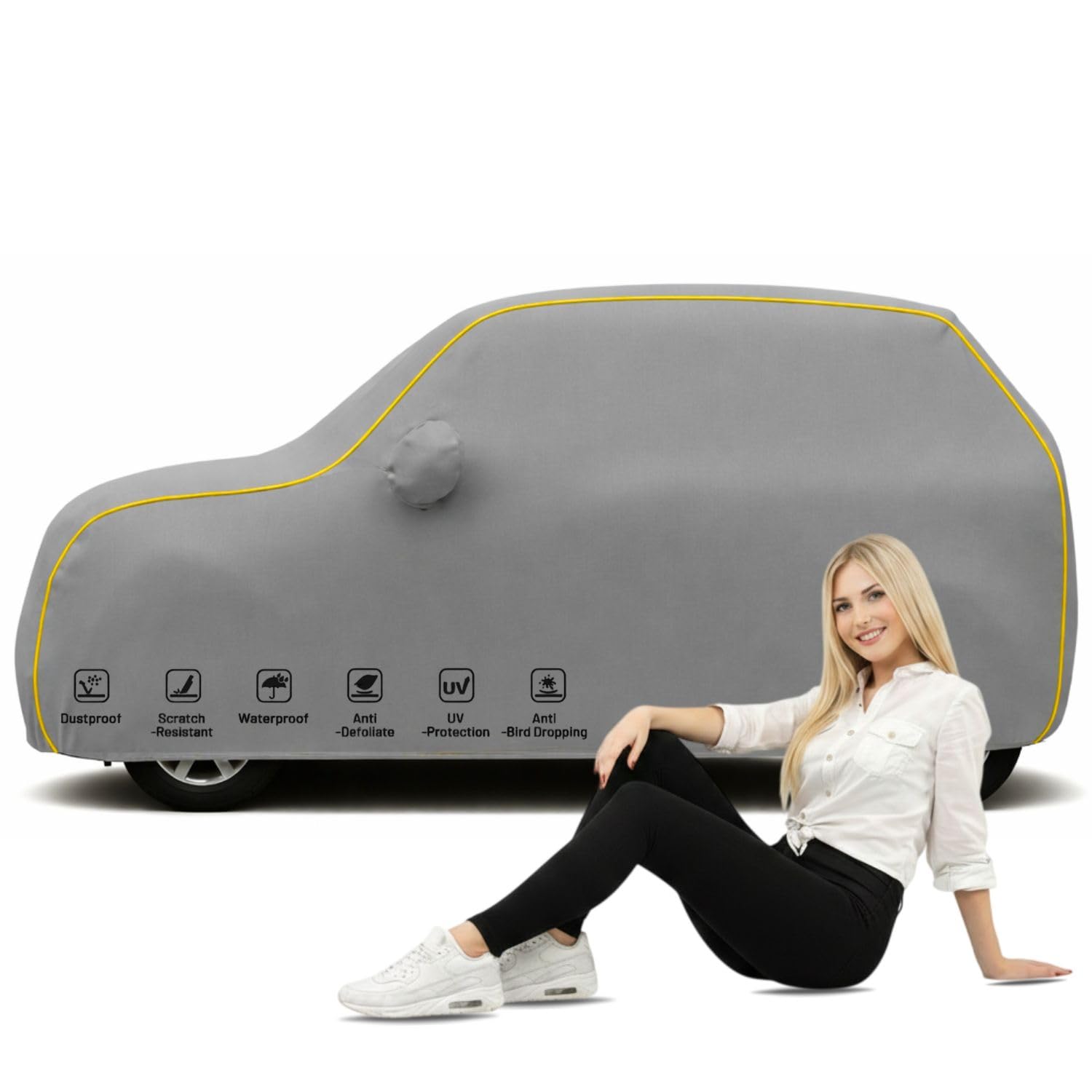 Kaint Car Cover for Crysta (2022-2026), 100% Waterproof, Dustproof, Heat & UV Resistant, with Mirror Pockets, Triple-Stitched, Bottom Elastic, Full Body Protection