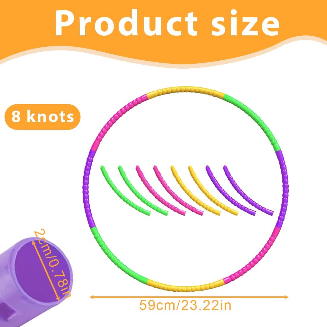 GXGM 1 Pezzi Hula Hoop Per Bambini, Hula Hoop Bambini 8 Nodi Smontabile, Per Sport E Divertimento Adatto A Tutti I Tipi Di Persone O A Diverse Dimensioni Della Vita