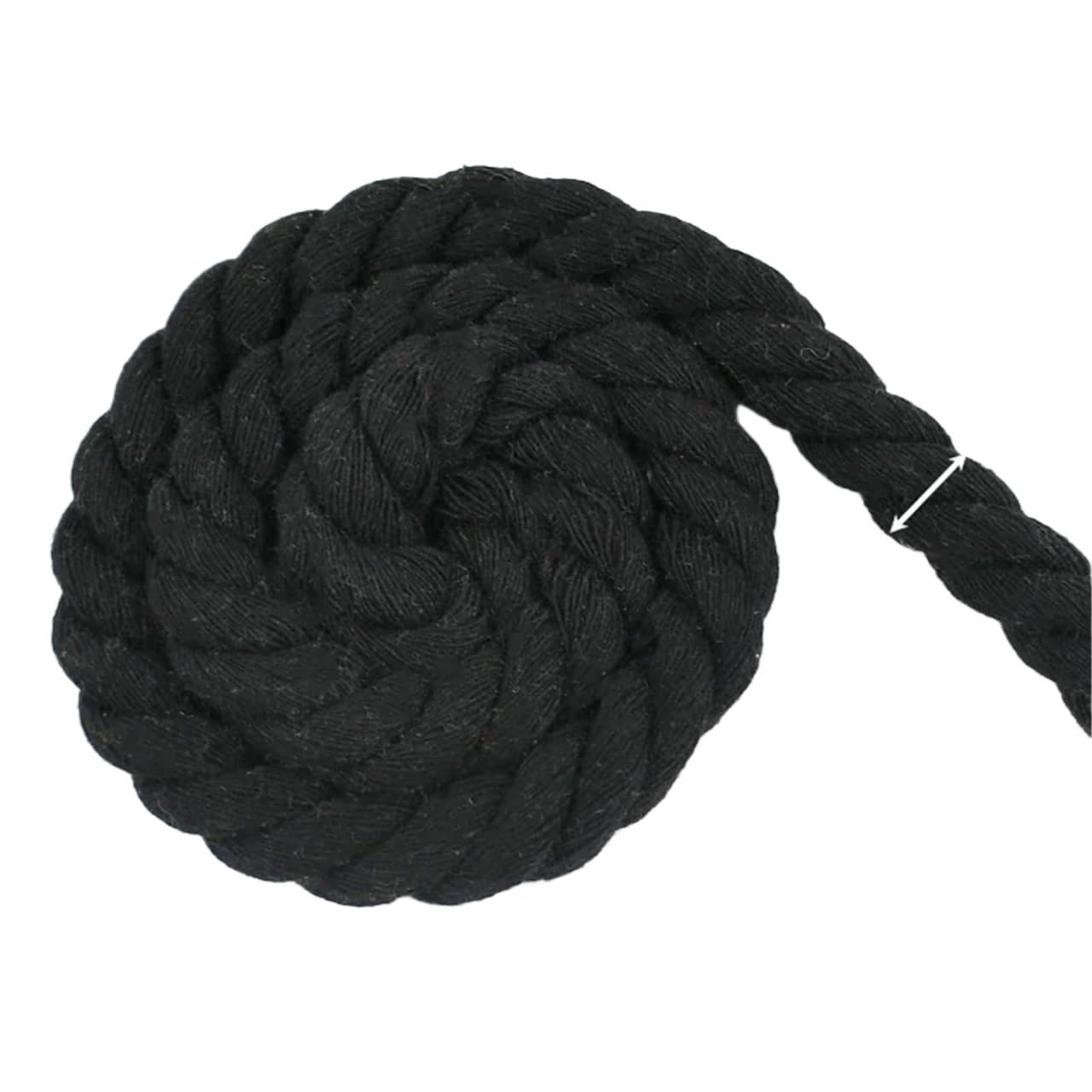 Twisted Cotton Cord 2/5/10Meters 5/7/8/12/15/20mm Black Cotton Rope 3 Shares Twisted Cord Decoration Macrame Ropes(KY338-Black-12mm,2Meters)