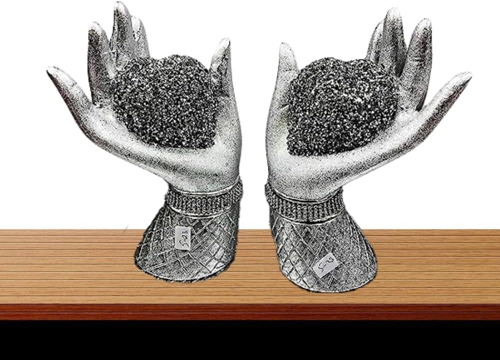 Crushed Diamond Double Heart Square Base Beautiful Decorative Shelf Ornament Sparkle Bling