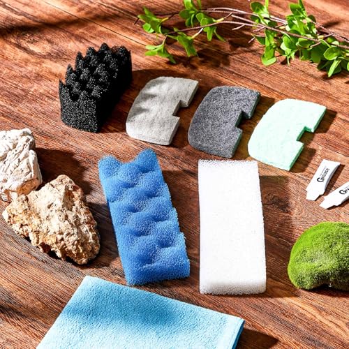 Image of Threlaco 32 Pcs Aquarium Replacement Maintenance Kit Compatible with Fluval 206 /207 Filter Media Including Biological Sponge, Ammonia /Phosphate /Nitrite Remover Pad, Aquarium Towel, Grease
