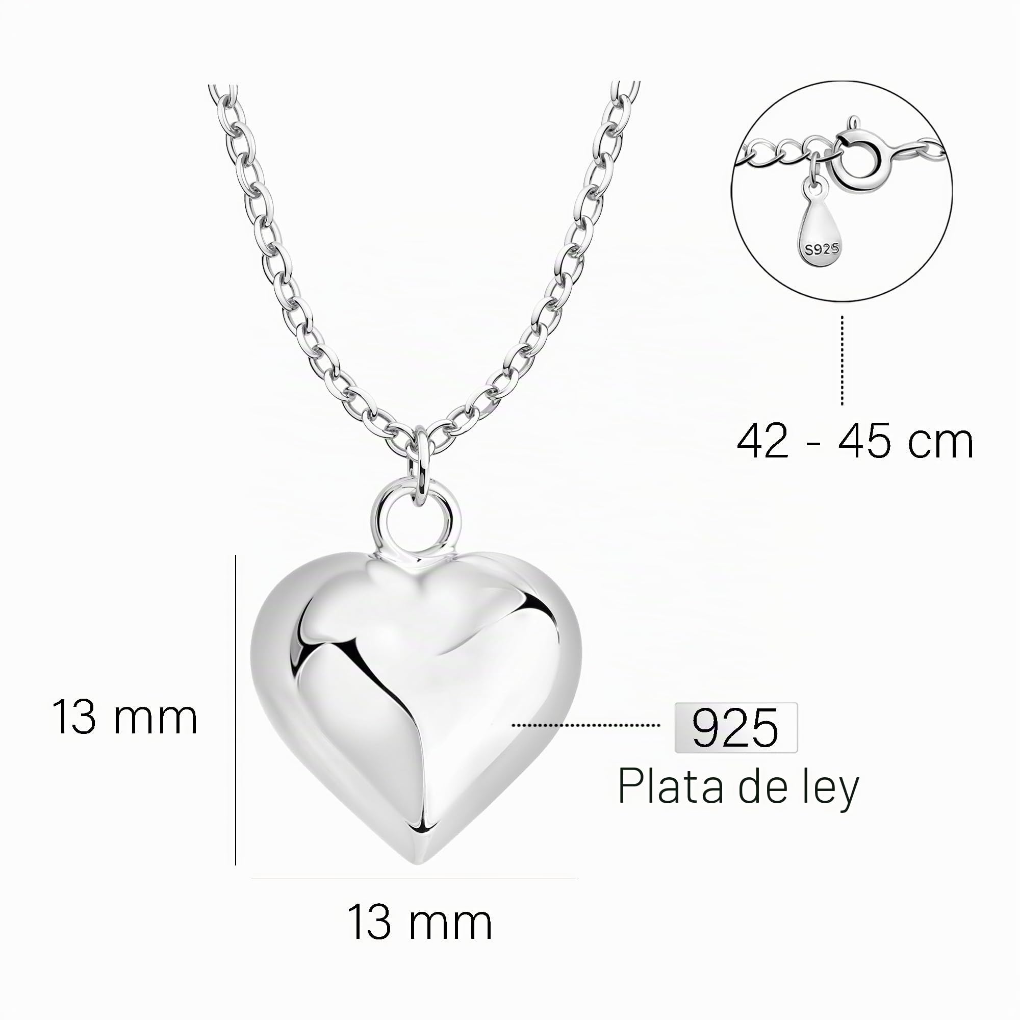Sofia Milani - Collar para Mujeres en Plata de Ley 925 - Colgante de Corazón