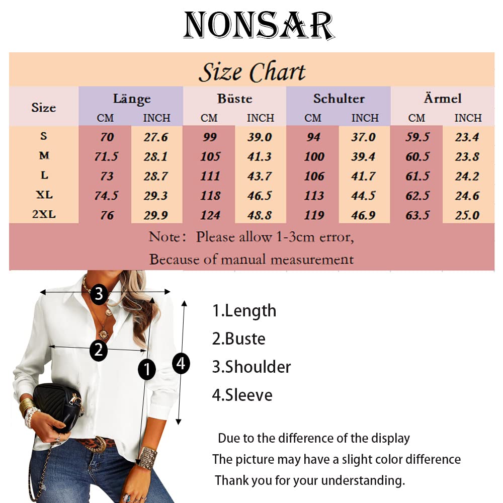 NONSAR - Chemisier élégant pour Femme - Col en V - Manche Courte - Décontracté - avec Boutons - Chemise Ample à Manches Courte pour Le Travail - Couleur Unie
