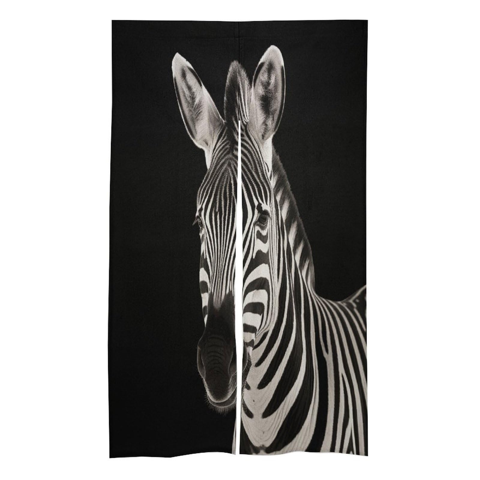 FekiLoot Zebra Door Curtain Splice Japanese Style Theme Blackout Doors Cover Hemp Door Tapestry Temperature Protection Barrier Doors Screen for Various Rooms 17W X 57L Inch