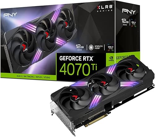 PNY GeForce RTX 4070 Ti 12GB XLR8 Gaming Verto Epic-X RGB Tarjeta gráfica triple ventilador DLSS 3