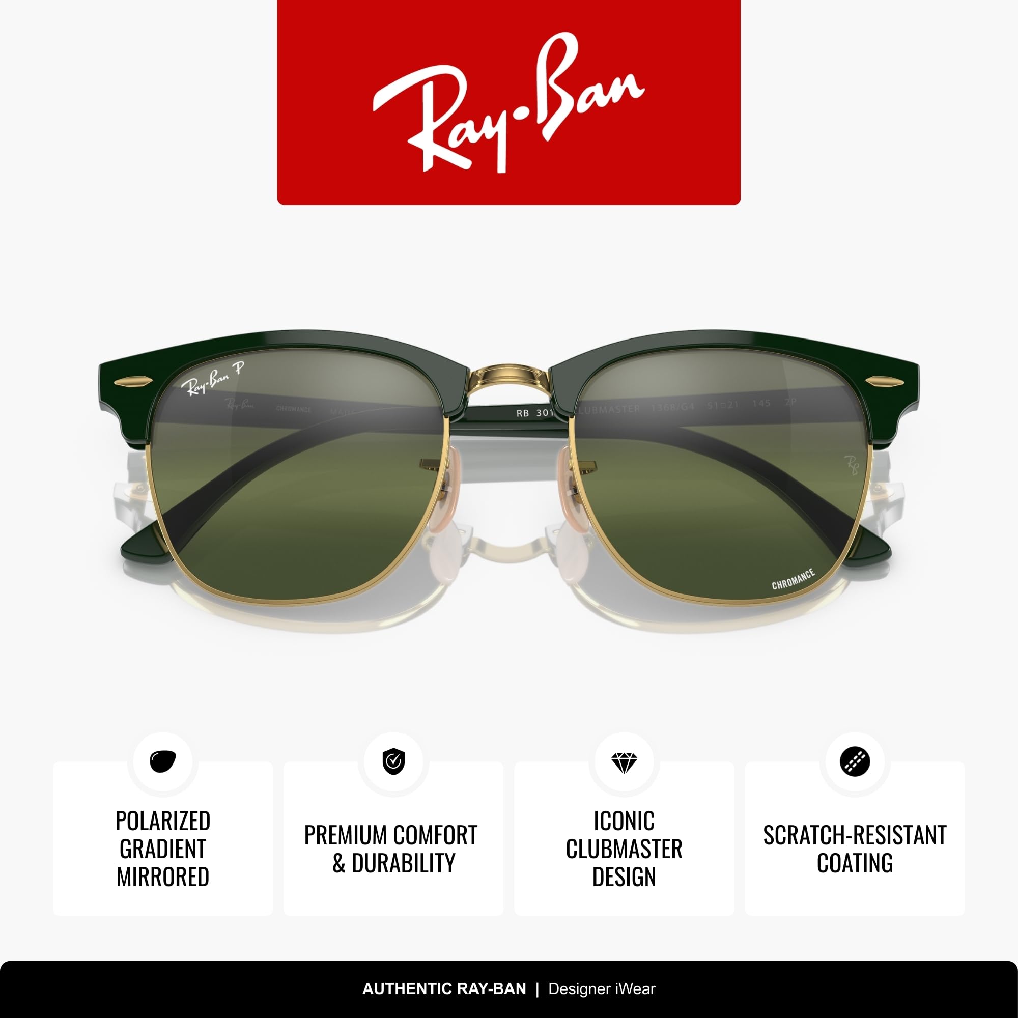 Ray-Ban Unisex Clubmaster okulary do czytania (5 sztuk)