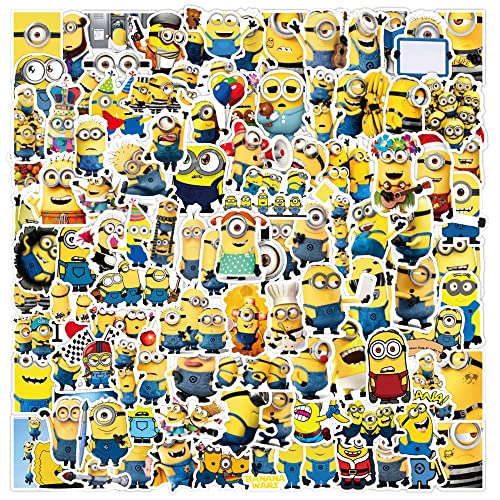 Lot de 100 Autocollants Anime en vinyle,Minions Stickers Imperméable Decals,Pour Ordinateur Portable,Bouteille d'eau,Skateboard,Guitaire,Vélo, Valise,Garçon et fille cadeau d'anniversaire