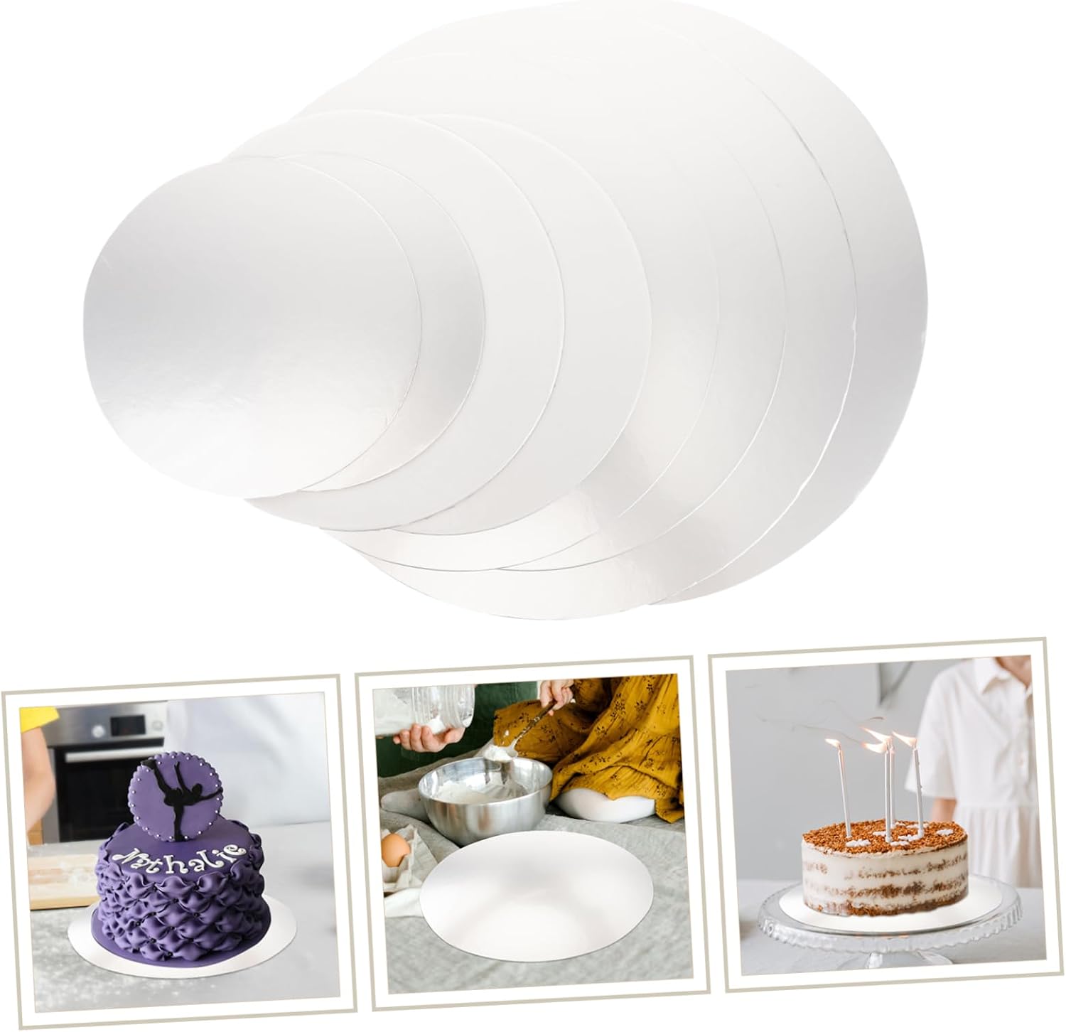 8Pc Round Cake Thick Plates for Wedding Birthday Cakes for Home Party Cake Shop Restaurant Use