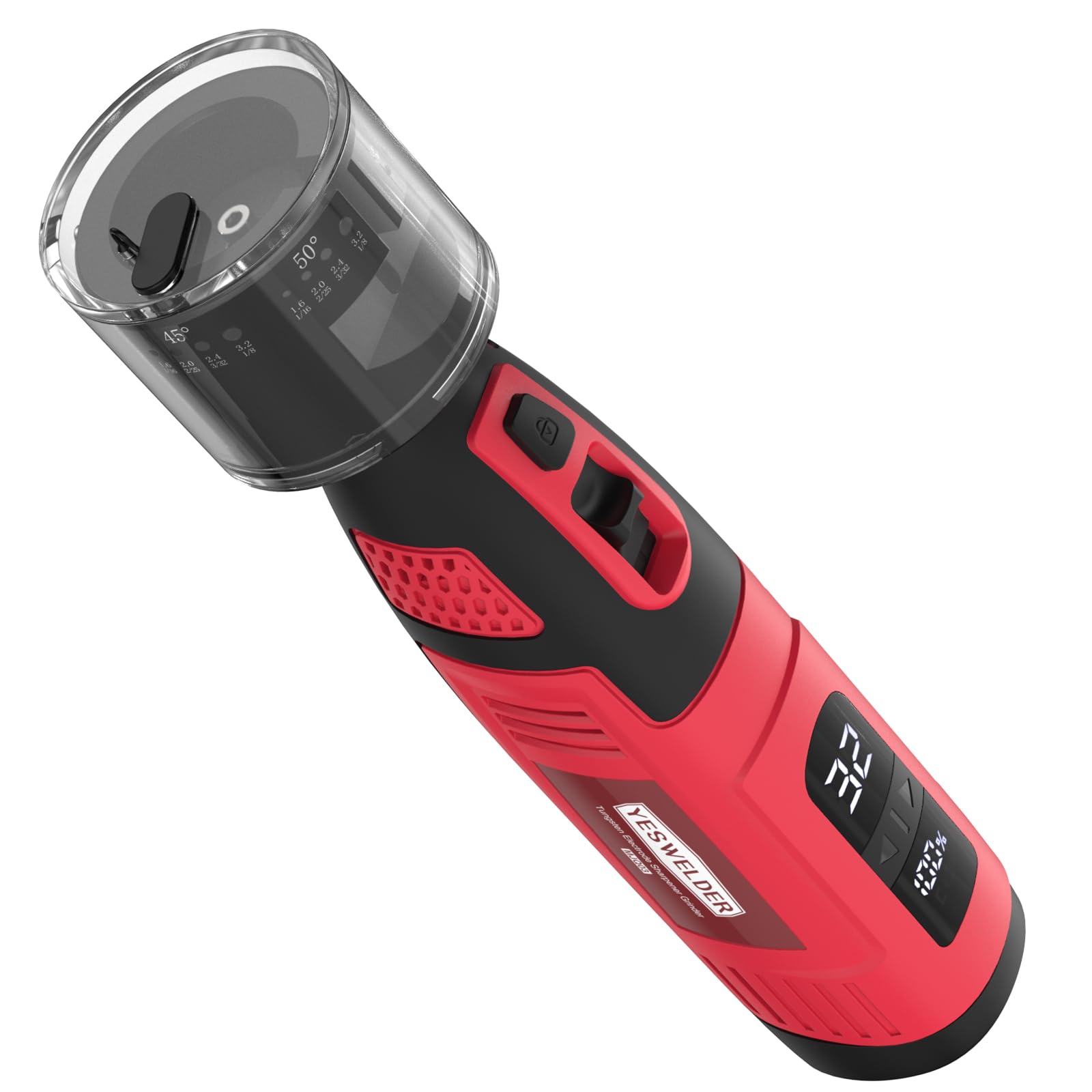 YESWELDER Affilatrice a elettrodo in tungsteno per saldatura TIG, portatile elettrico con display a LED, strumento rotante senza fili per saldatura TIG con scanalatura piatta per blocco di macinazione