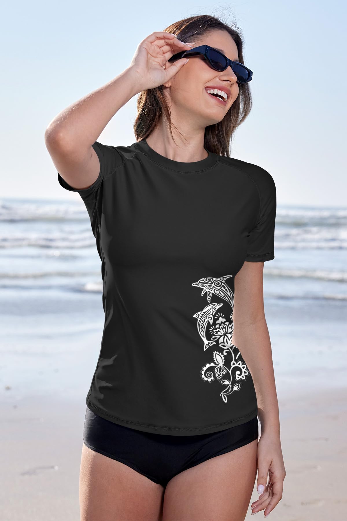 BesserBay Damen Kurzarm Rash Guard UV Shirt UPF 50+ S-XXL