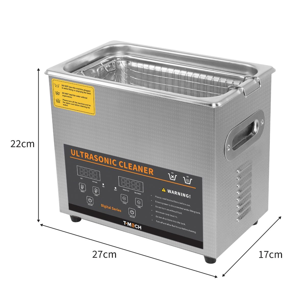 Ultradźwiękowy Myjka do czyszczenia ultradźwiękowego 3L - Biżuteria Okulary Tarcze Narzędzia - 240V Temperatura 0-80°C ogrzewanie i wbudowany timer [Kosz siatkowy W ZESTAWIE]