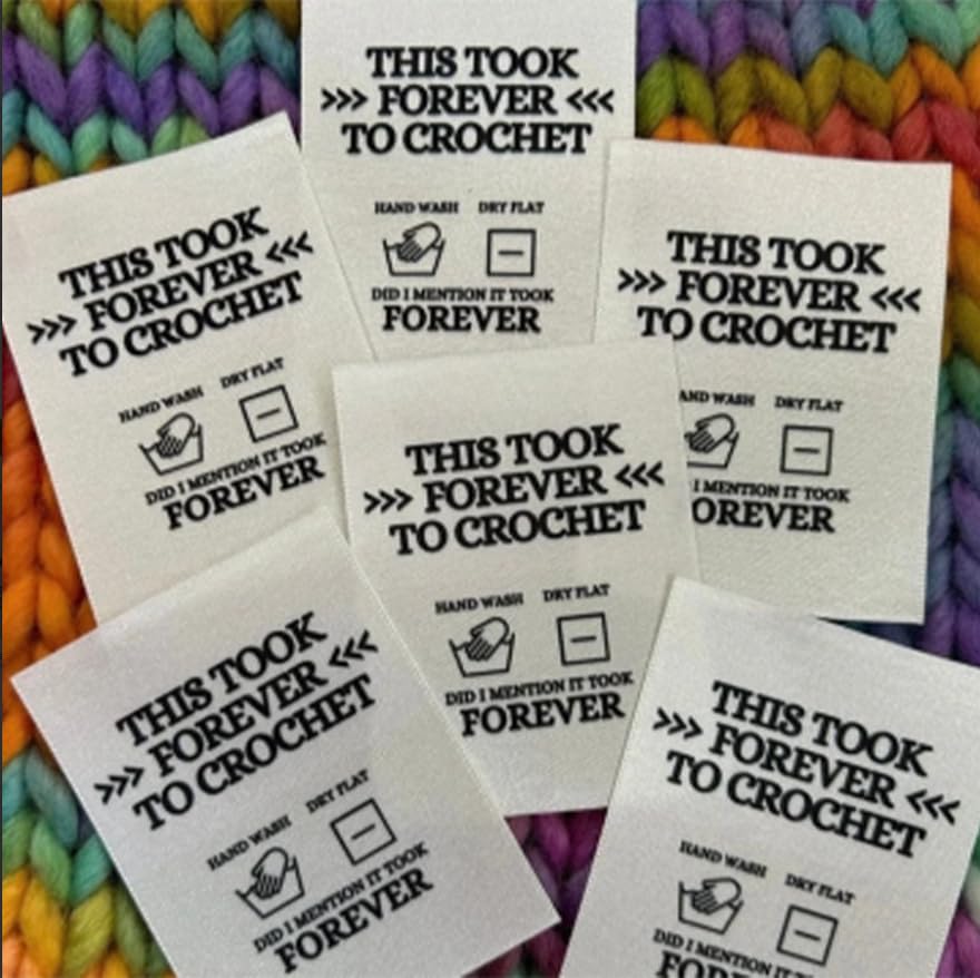 Knitting Labels 'This Took Forever to Crochet',Cute Crochet Tags for Blankets Crochet Tags for Handmade Items (50)