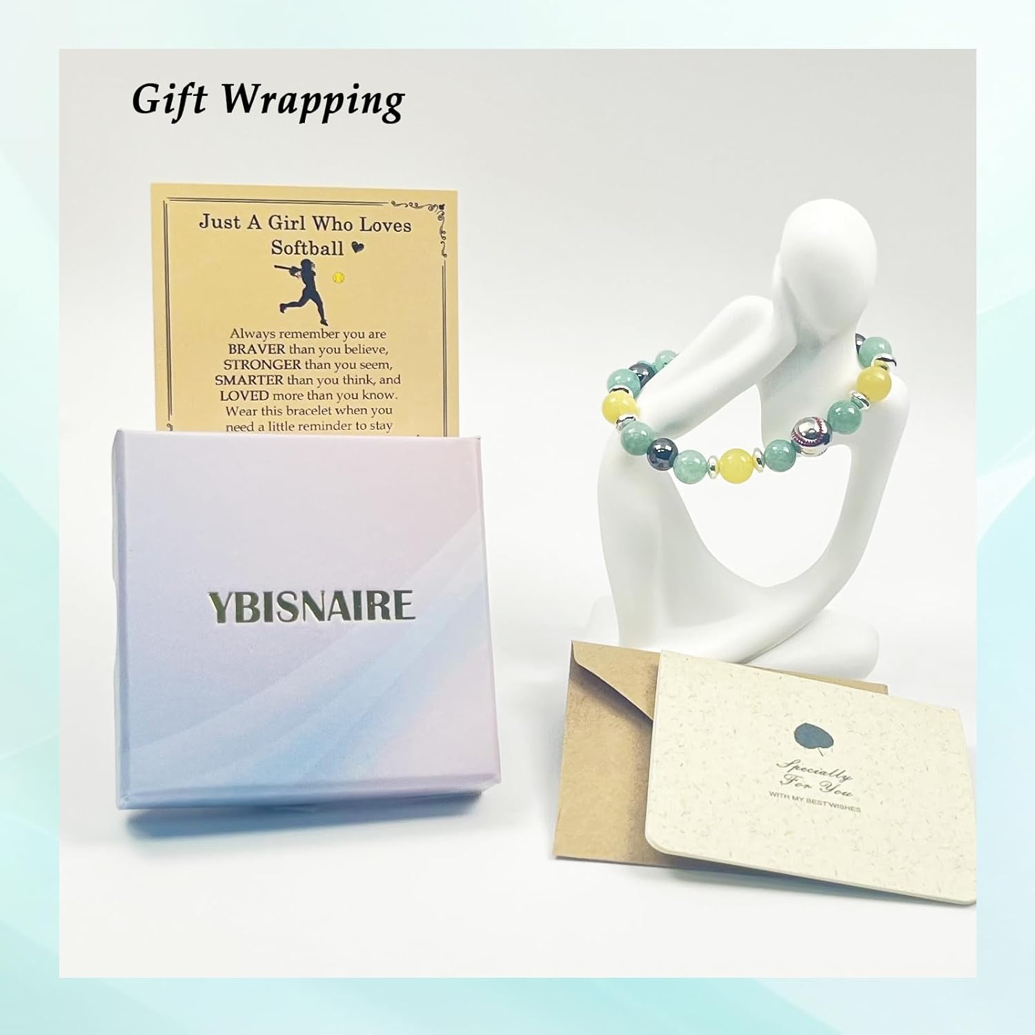 Softball Bracelet Gifts for Women Girls I Love Softball Player Team Gifts, Beautiful Green Pink Stone Bracelet Gift for Christmas Birthday Graduation Gift for Daughter Granddaughter Friend - Image 4