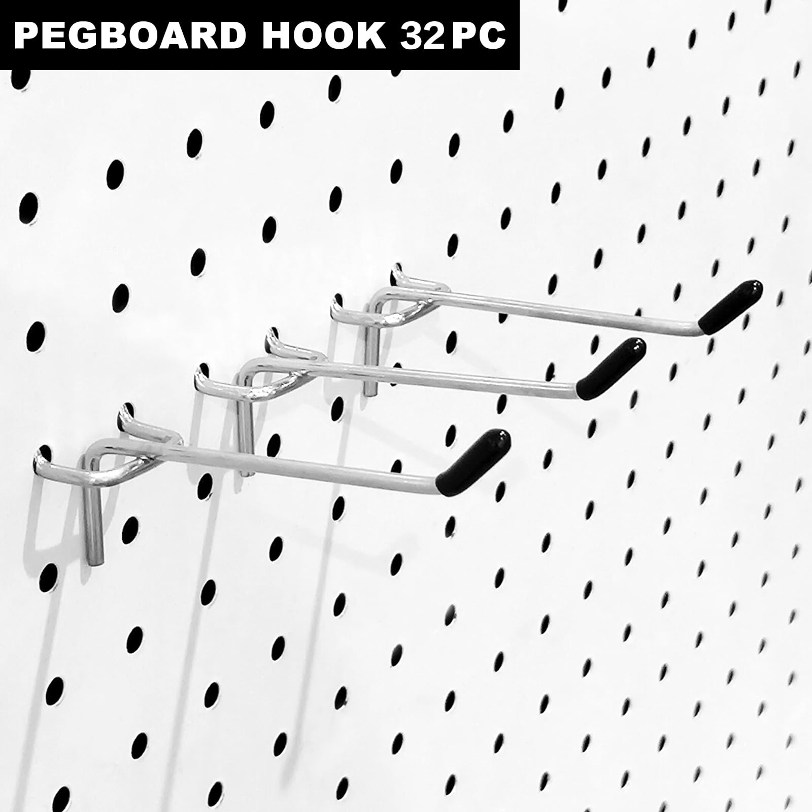 Scartink Stecktafel-Haken, Stecktafel-Zubehör, 5,1 cm, Stecktafel-Organizer-Set für Garagen-Organisation, Werkzeugaufbewahrung, 32 Stück