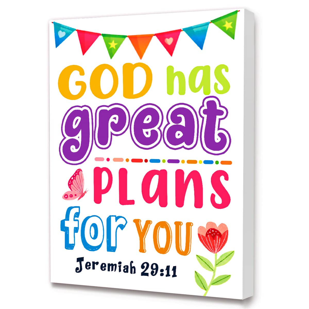 Bible Verse Canvas Wall Art for kids,God Has Great Plans For You Canvas Painting Wall Decor for Kids,Christian Religious Canvas Wall Art For Kids Nursery/Classroom/Bedroom Wall Decor 12" x 15"