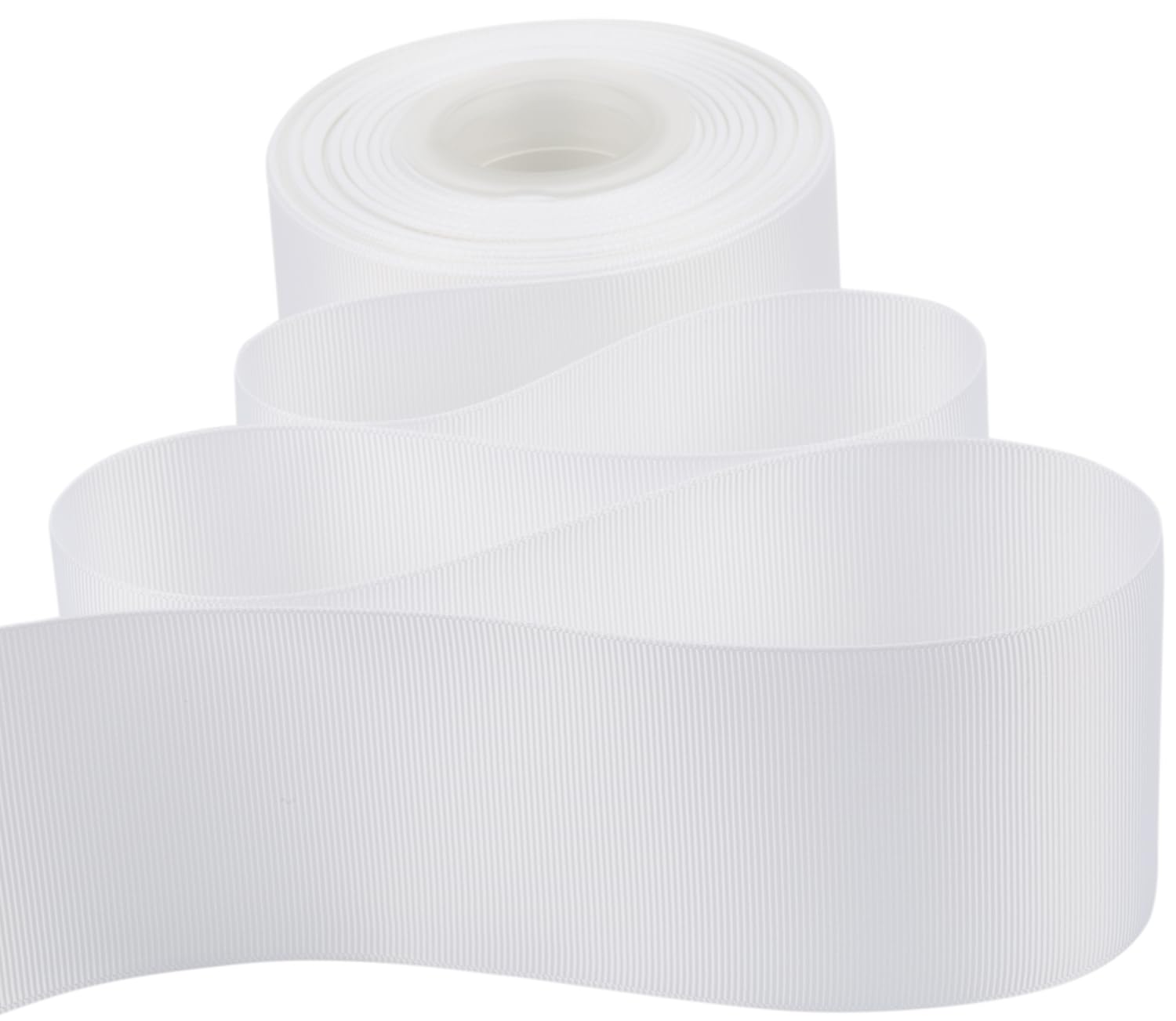 Ribbonitlux Grosgrain Ribbon 63mm x 22.5M Premium Polyester Craft Ribbon for Hair Bows, Gift Wrapping, Weddings & DIY Solid White(#029) 1 Roll - Image 3