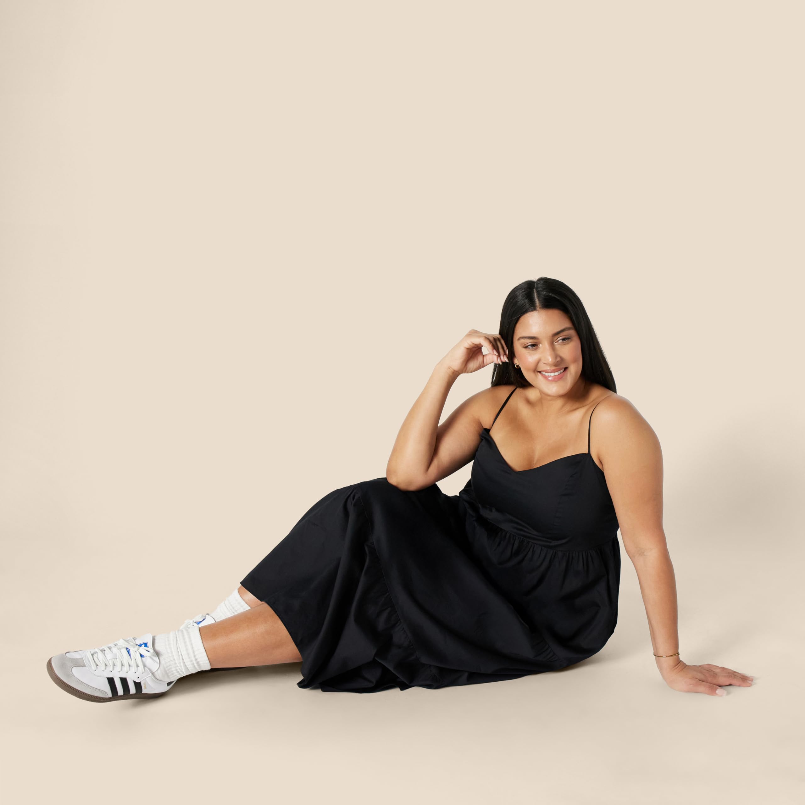 Amazon Essentials Vestido Largo Entallado y Escote Corazón con Vuelo con Capas de Satén de Algodón con Cintura de Corte Imperio Mujer