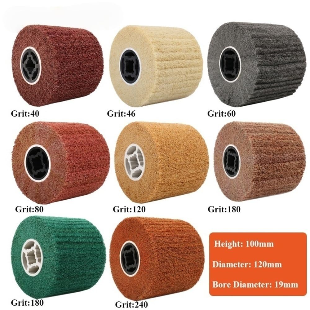 Ruota di lucidatura per trafilatura 1 spazzola abrasiva a lamelle in nylon non tessuto, 120x20x100 mm, tamburo for lucidatura e di trafilatura fili(46)