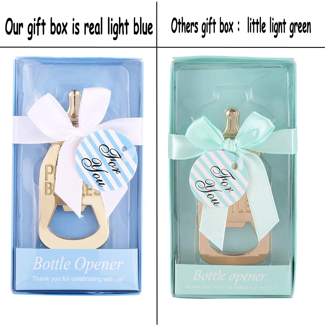 Flaschenöffner für Babypartys, Gastgeschenk für Gäste, niedlicher Flaschenöffner in Poppin-Form, Gastgeschenke für Babyparty, Souvenirzubehör und Dekorationen für Jungen oder Mädchen (echtes Blau, 6)