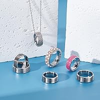 Vista 4 de UNICRAFTALE Juego de 7 anillos de acero inoxidable con triple ranura en blanco con bolsas de terciopelo para hacer anillos con incrustaciones