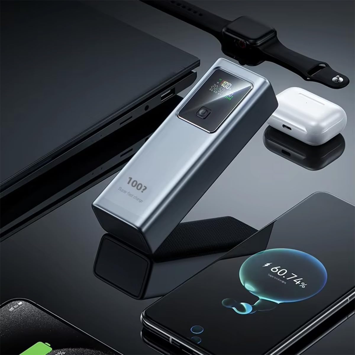 PowerBank 20.000 mAH y 100W Klack, Cargador, Batería Externa de Carga Súper Rápida, Ideal para Alimentar Dispositivos Que requieran Alta Velocidad de Carga como portátiles ó teléfonos.