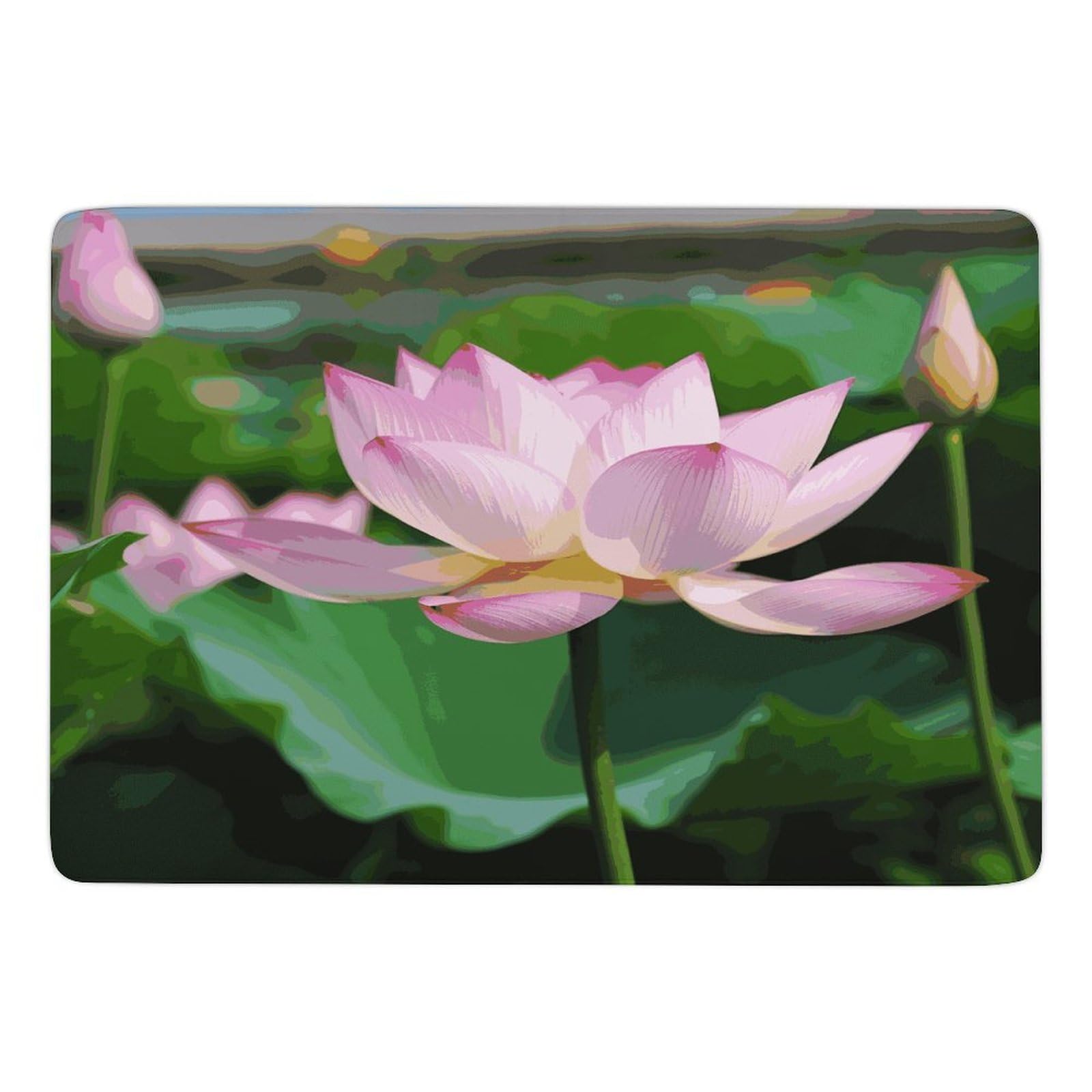 Tapis de sol en velours corail doux motif lotus pour salon et chambre moderne