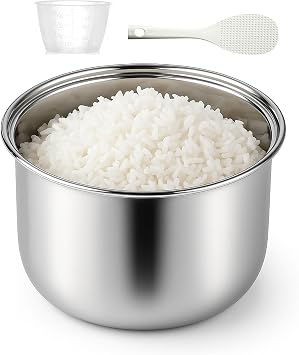 Stainless Steel Rice Cooker Inner Pot Replacement Non-Stick Bowl for Multi-Cooker, Universal Fit Rice Cooker Parts, Even Heating 1.6L