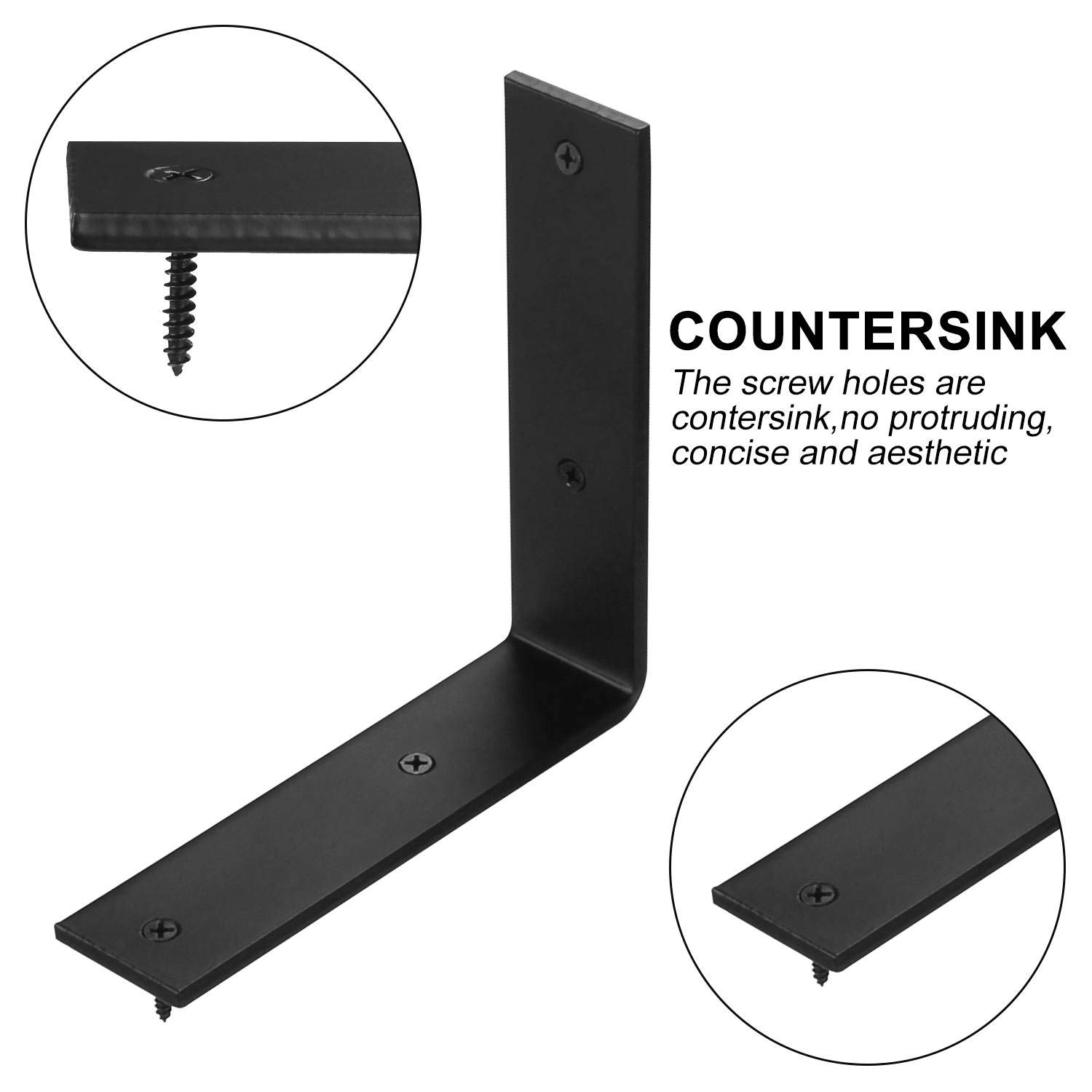 4 Pack Heavy Duty Black Metal Shelf Brackets 6x6 inch, STARVAST Wall Mounting L Angle Bracket