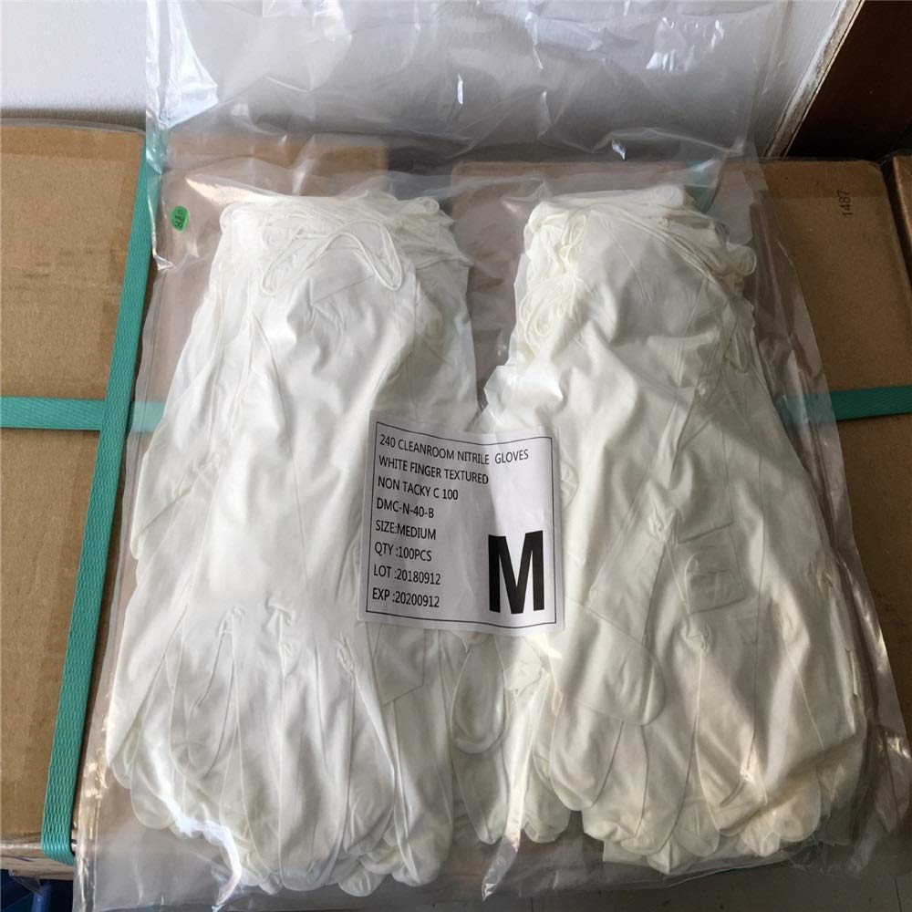 Guantes Resistentes al Calor nitrilo desechable se refiere a ácido Laboratorio Industria de la electrónica de cáñamo y Guantes de nitrilo Blanco de operación Resistente a los álcalis (1000)