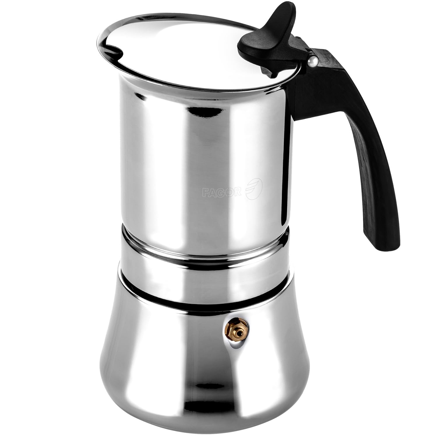 Fagor Etnica - Cafetera Italiana 10 Tazas, 500ml, Acero Inoxidable, Todo Tipo de Cocinas, Inducción, Mango Ergonómicos de Nylon, Café, Moka, Expresso