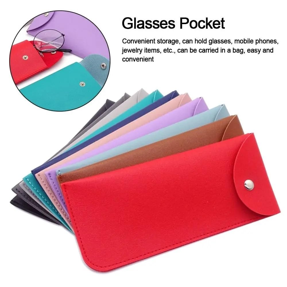 Funda protectora de piel sintética para gafas de sol, funda protectora para gafas de lectura, funda protectora con hebilla de metal portátil (marrón, 6 piezas), marrón, Talla única