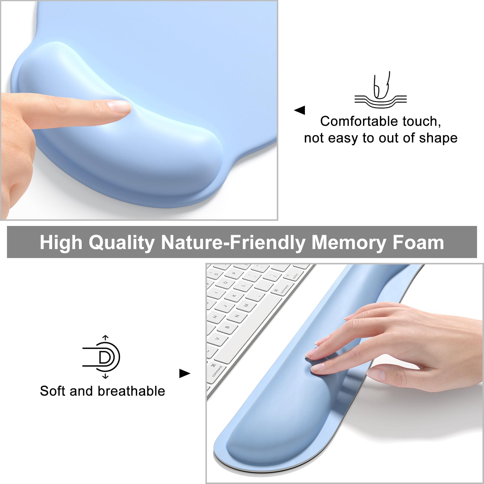 Dapesuom Alfombrilla de mouse grande para juegos, alfombrilla de mouse con reposamuñecas, alfombrilla de escritorio grande XXL 4 en 1 + alfombrilla ergonómica para mouse + alfombrilla de teclado de