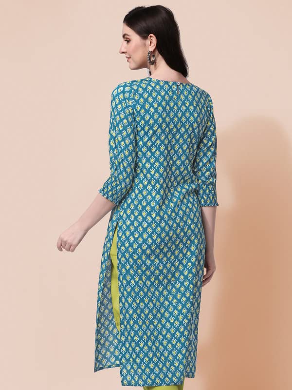 Image of MIRCHI FASHION Women's Straight Fit Paisley Printed And Embellished Kurta Set with Dupatta and Trouser