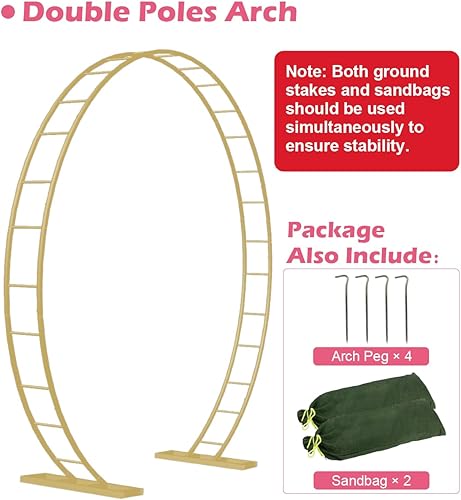 Miniatura 4 de Queension Arco de boda extra grande para ceremonia de 8.5 pies de ancho y 7.4 pies de alto, arcos de globos de metal con base para suministros de