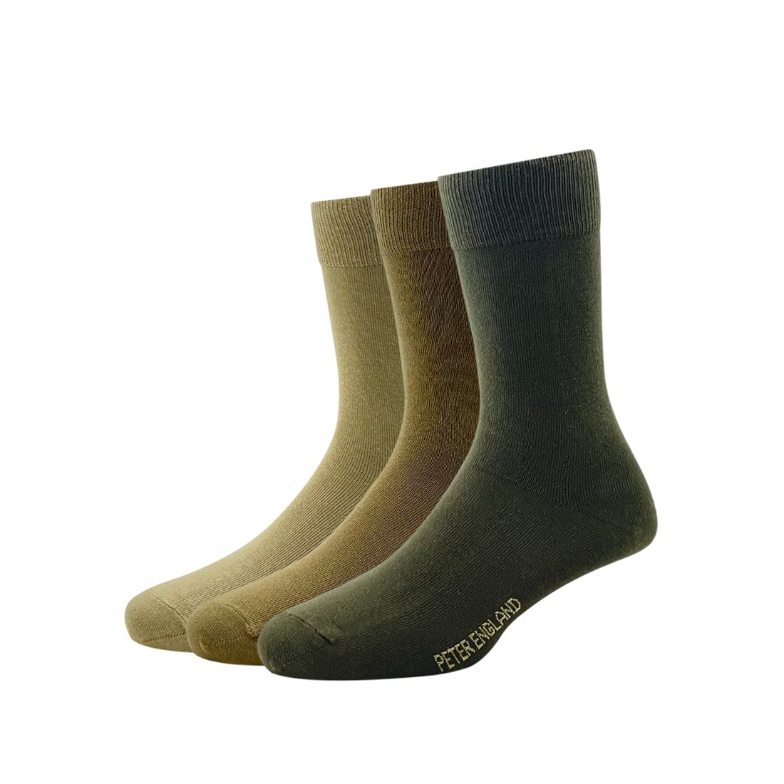 Peter EnglandMen's Cotton Full Length Socks (Beige; Khaki; Olive; Free Size) - Pack of 3
