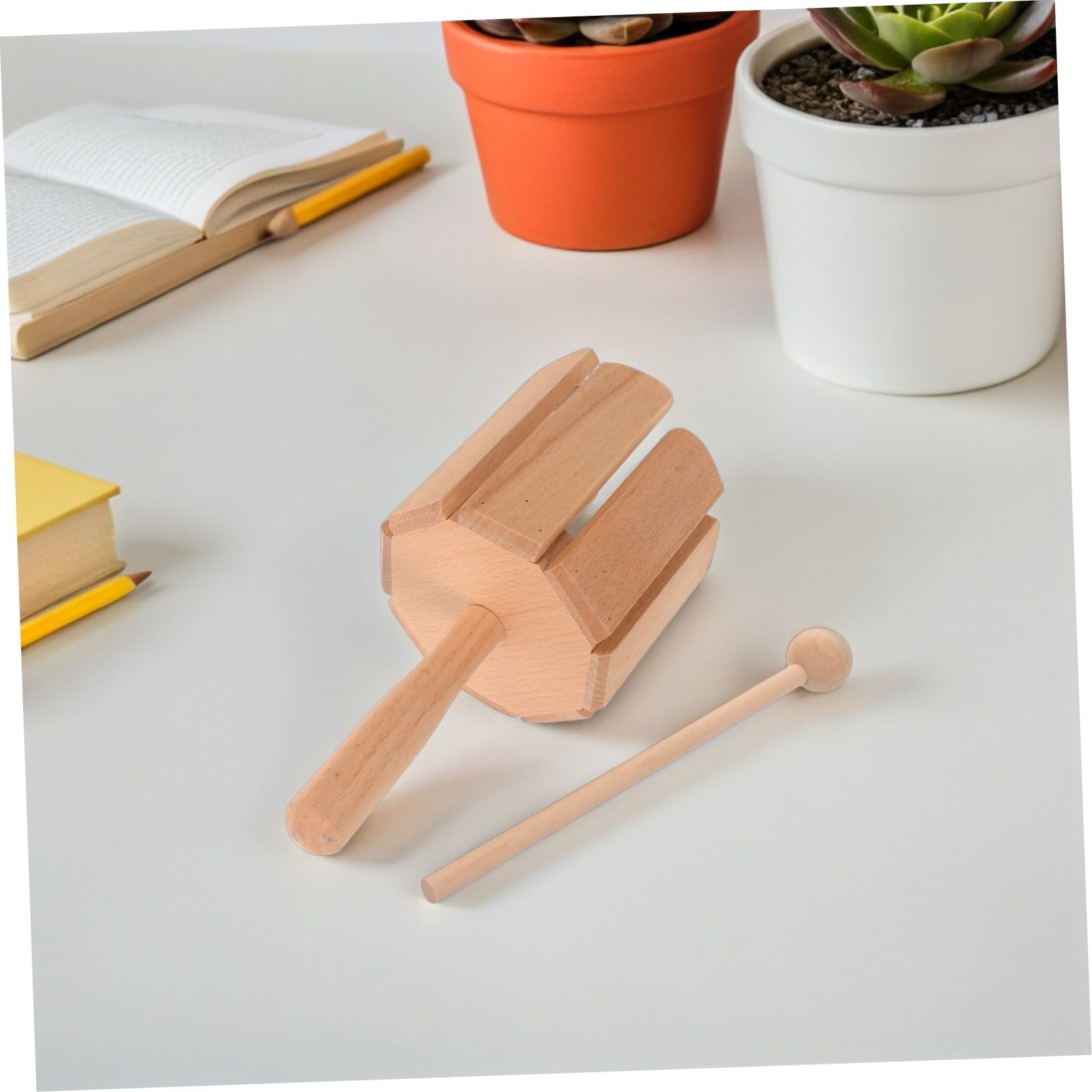 Instrumento Musical Infantil Orff de Madera Beige, 2 Piezas