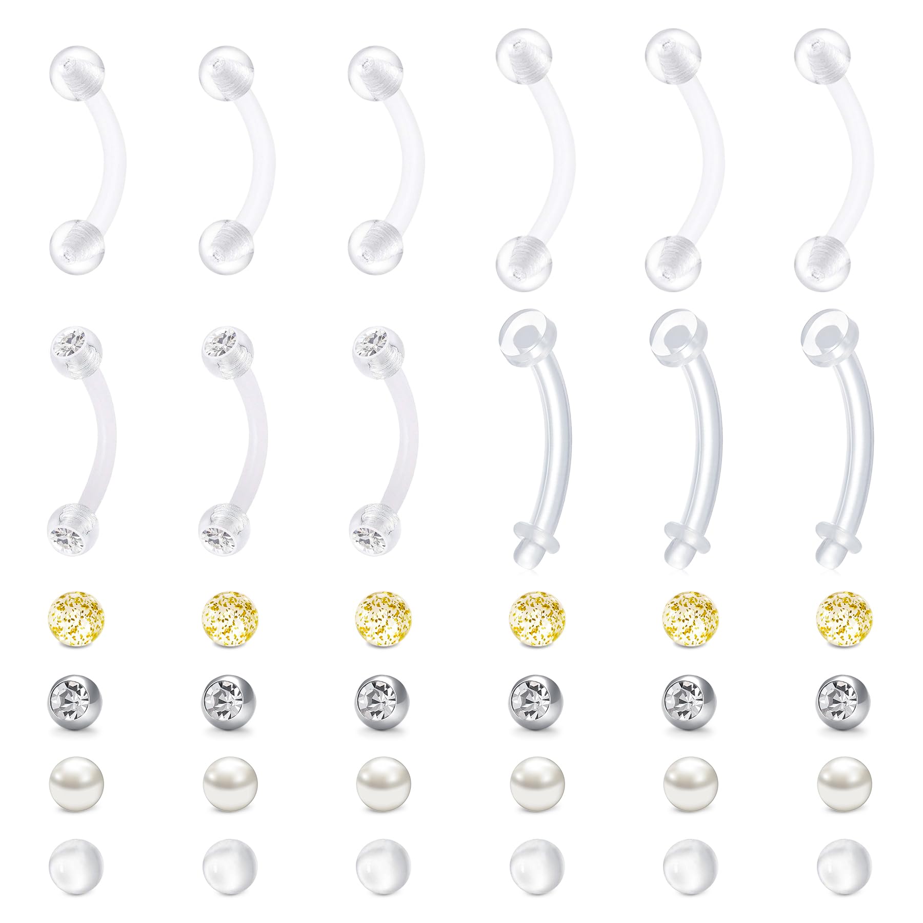 Longita Clear Belly Button Rings Plastic Belly Button Rings Plastic Belly Rings for Sports Surgery
